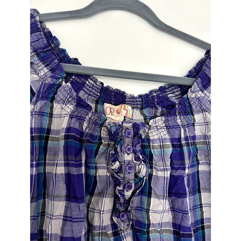 Y2k Plaid Button Blouse - Picture 2 of 5